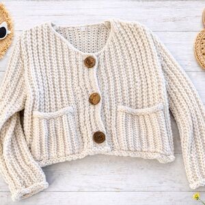 Chunky Knit Cardigan with Wooden Buttons
